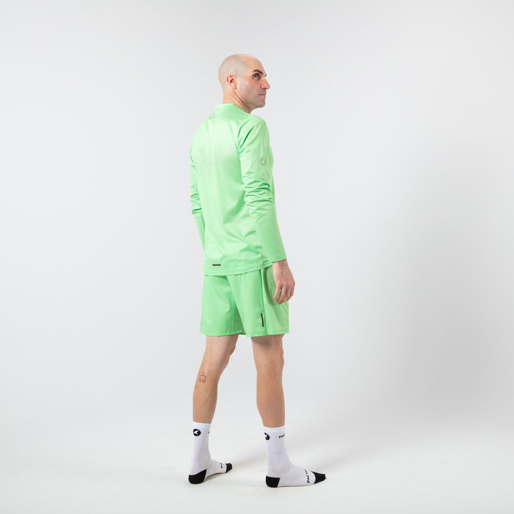 Men's Long Sleeve Running Shirt - on body Back Right View #color_washed-lime