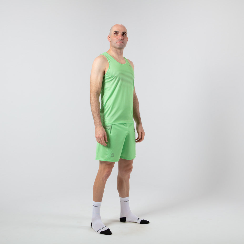Men's Lime Green Running Singlet - on body Right View