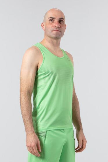 Men's Lime Green Running Singlet - on body Right View