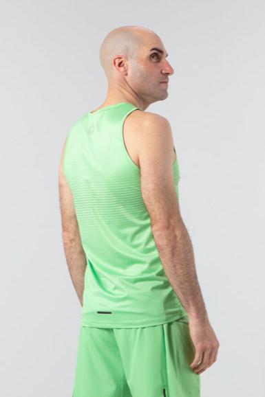 Men's Lime Green Running Singlet - on body Back View