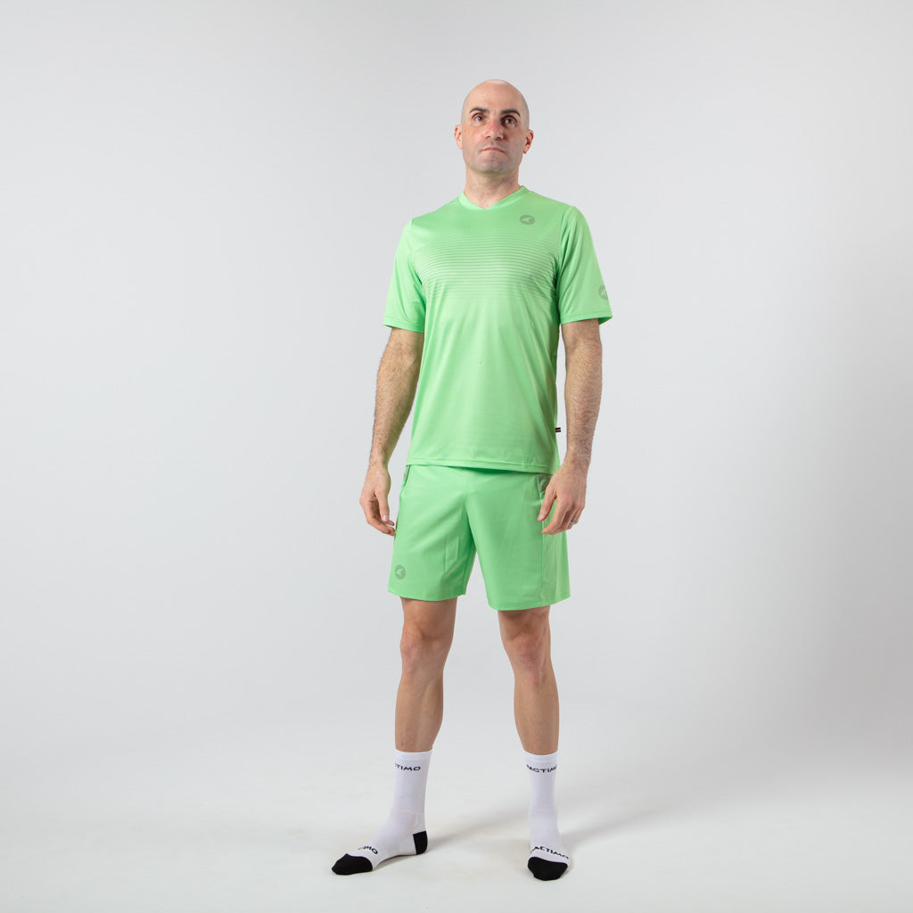 Men's Running Shorts - on body Front View #color_washed-lime
