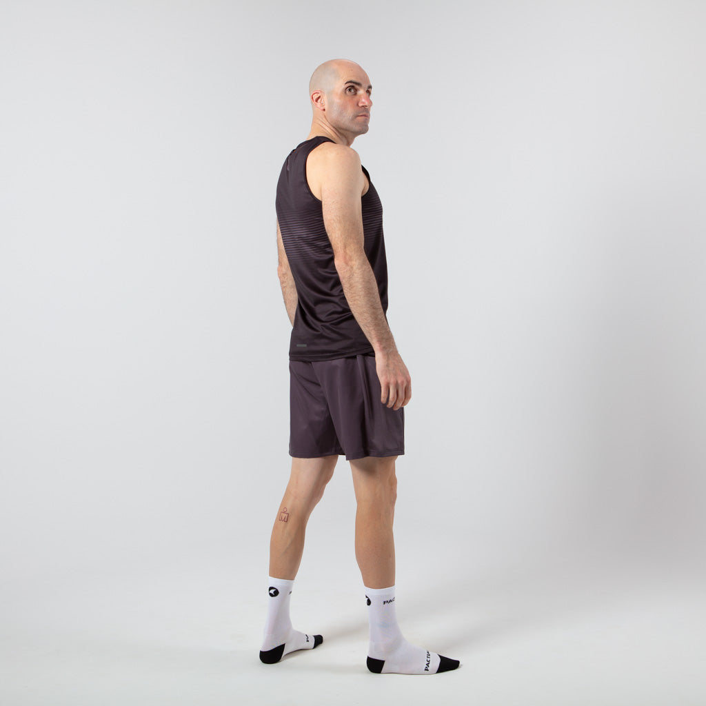 Men's Running Singlet - on body Side View 