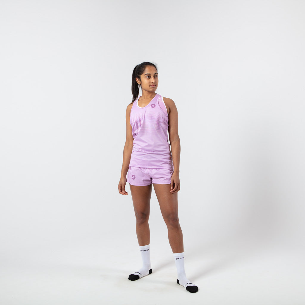 Women's Running Singlet - on body Front View #color_lilac