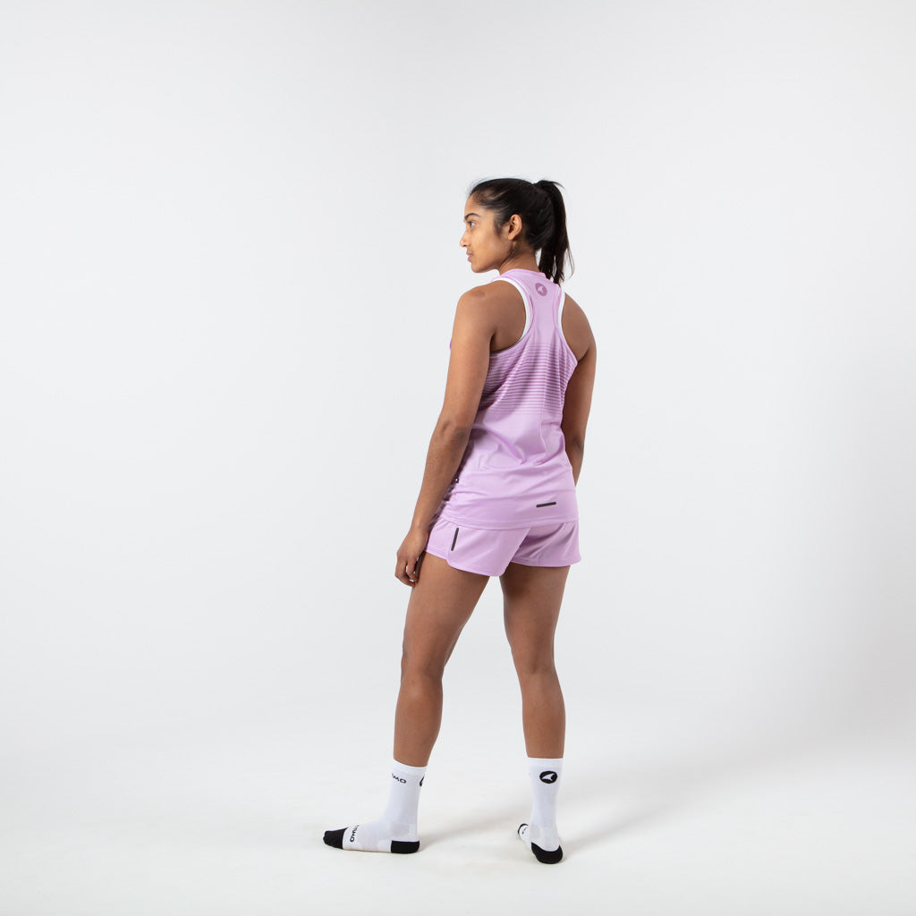 Women's Running Singlet - on body Back View #color_lilac