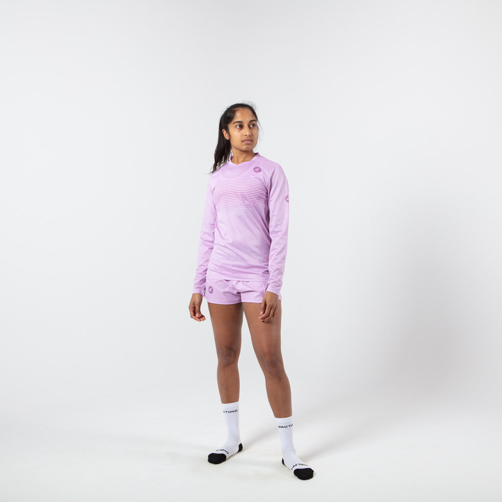 Women's Long Sleeve Running Shirt - on body Front View  #color_lilac