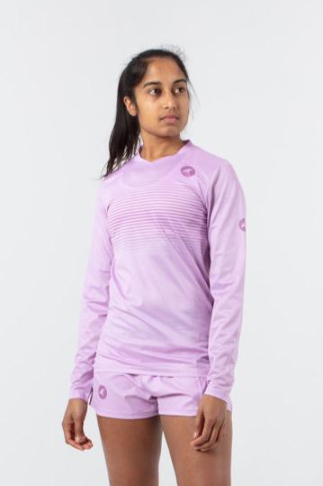 Women's Long Sleeve Running Shirt - on body Front View  #color_lilac