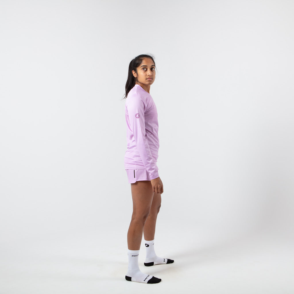 Women's Long Sleeve Running Shirt - on body Right View #color_lilac