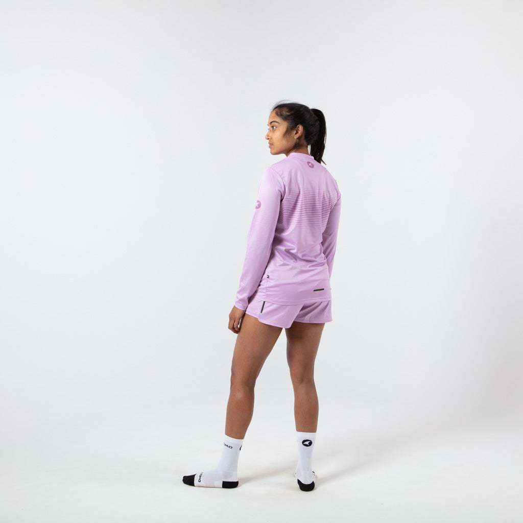 Women's Long Sleeve Running Shirt - on body Back View  #color_lilac