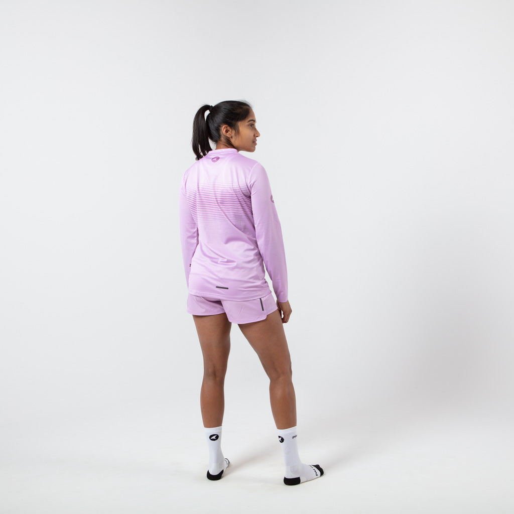 Women's Long Sleeve Running Shirt - on body Back View  #color_lilac