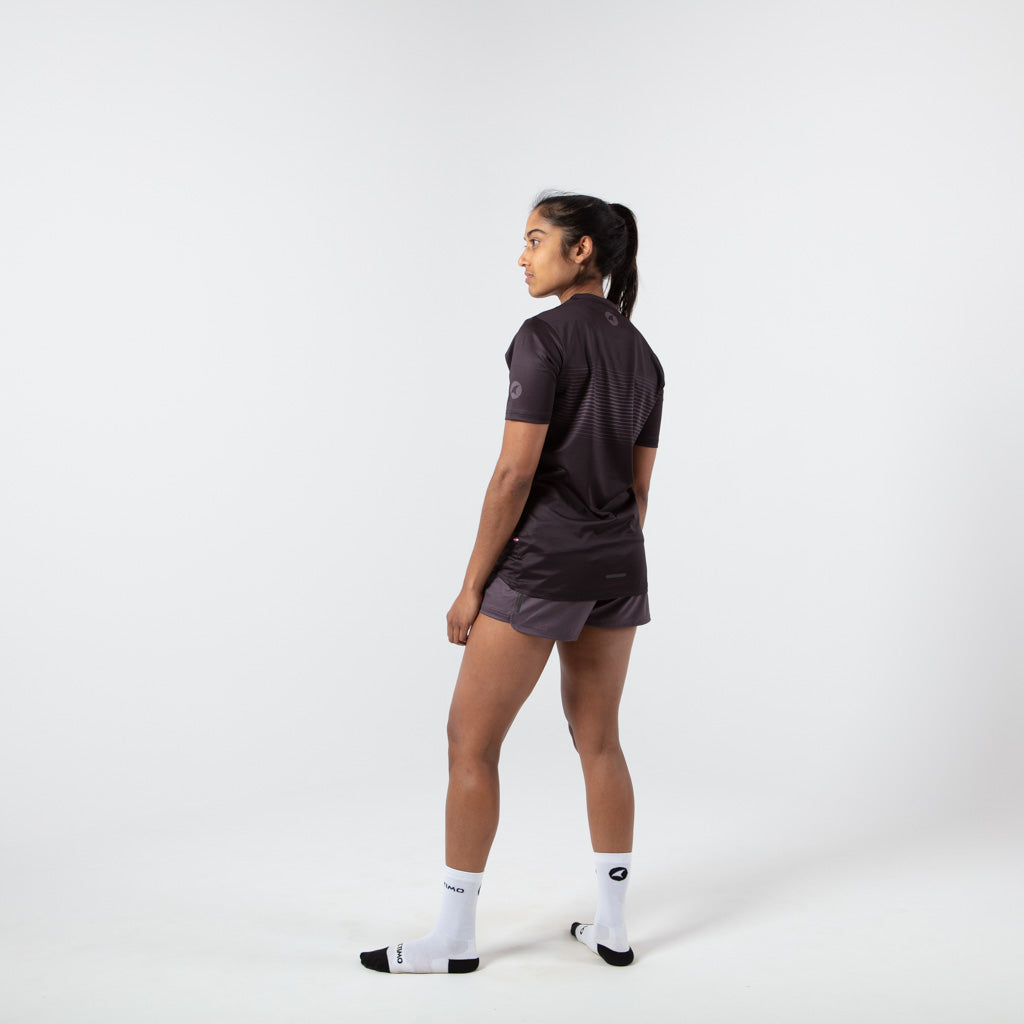 Women's Charcoal Running Shorts - Back Left View