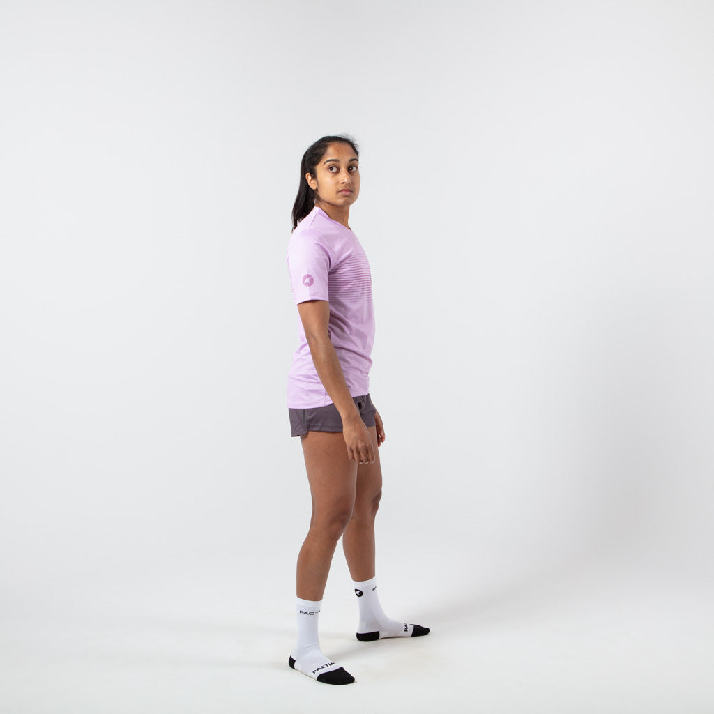 Women's Running Shirt - on body Side View #color_lilac
