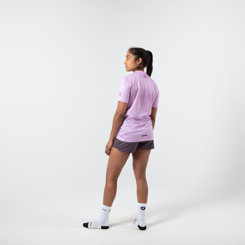 Women's Running Shirt - on body Back Left View #color_lilac