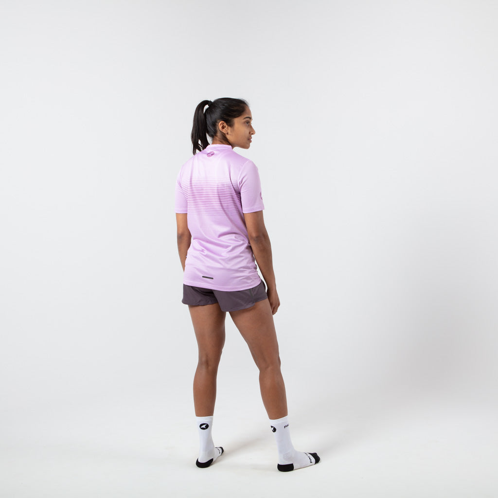 Women's Running Shirt - on body Back View #color_lilac