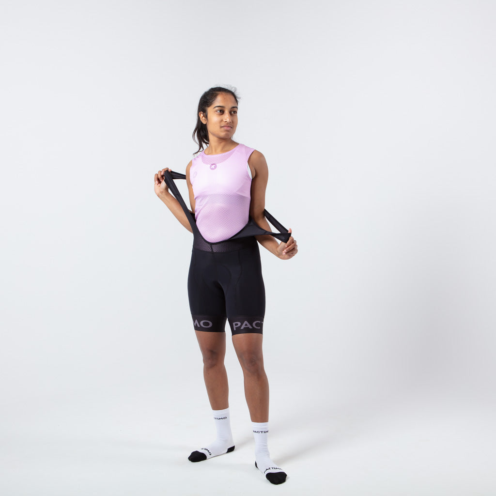 Women's Lightweight Sleeveless Cycling Base Layer - On Body Front View #color_lilac