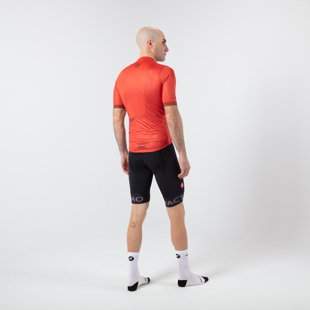 Summer Cycling Jersey For Men On Body Back View #color_garnet