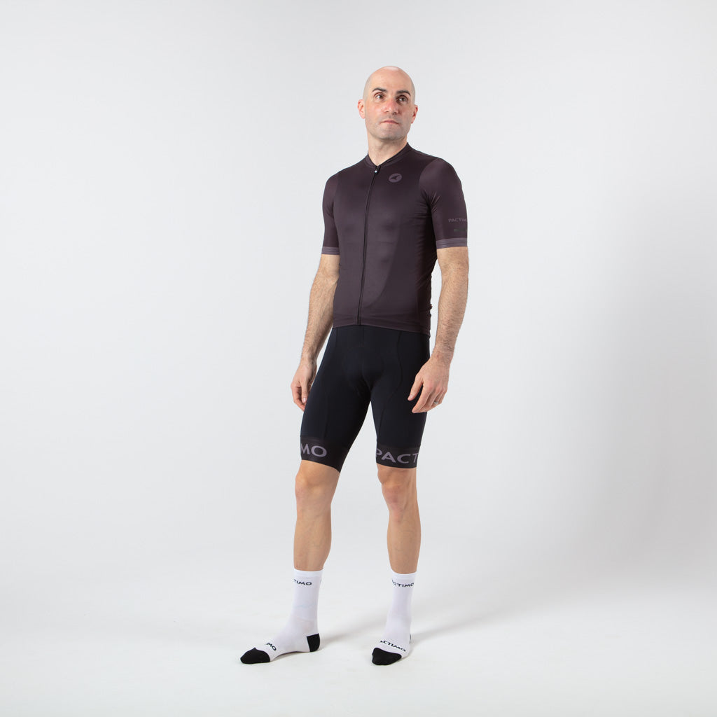 Summer Cycling Jersey For Men On Body Front View #color_black