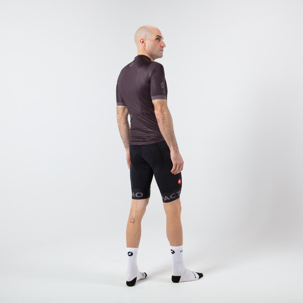 Summer Cycling Jersey For Men On Body Right Back View #color_black
