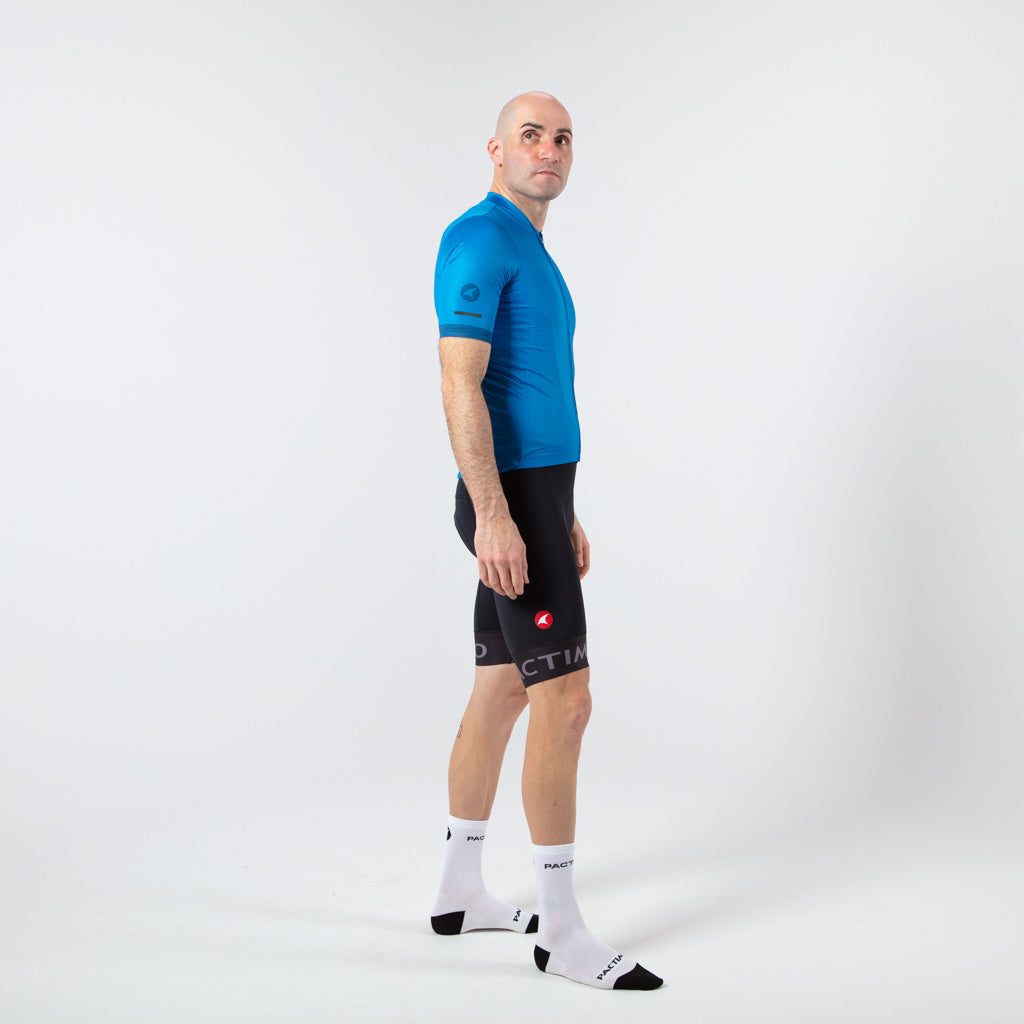 Summer Cycling Jersey For Men On Body Side View #color_blue
