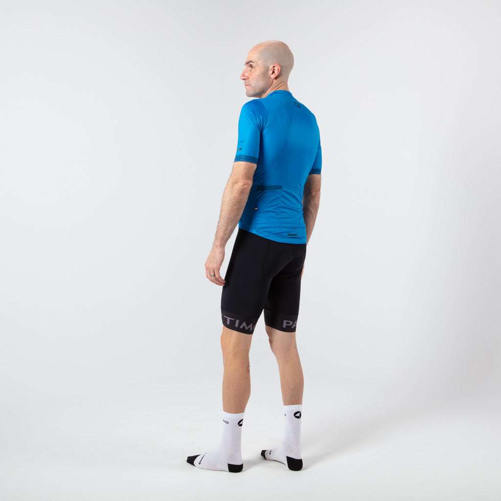 Summer Cycling Jersey For Men On Body Back View #color_blue