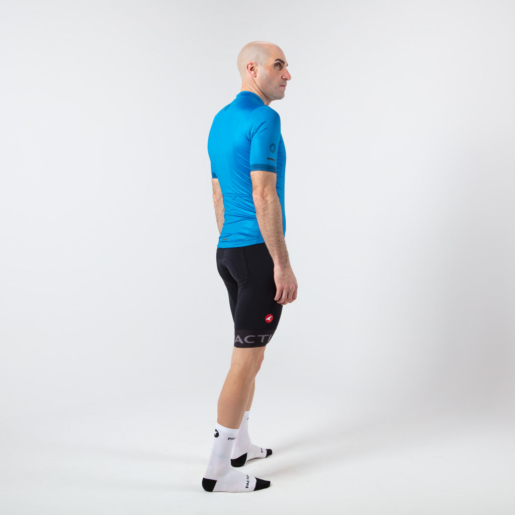 Summer Cycling Jersey For Men On Body Right Side View #color_blue