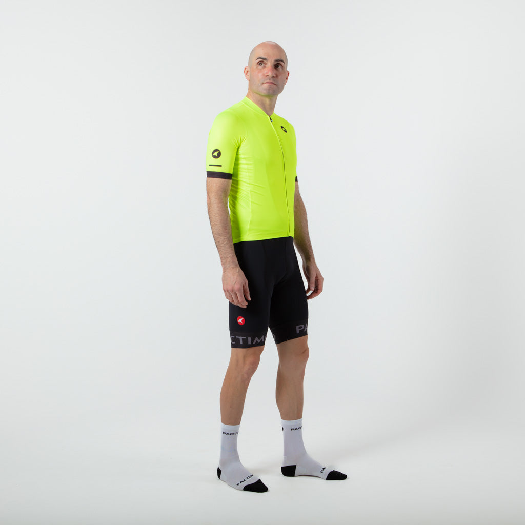 Summer Cycling Jersey For Men On Body Right Side View #color_manic-yellow
