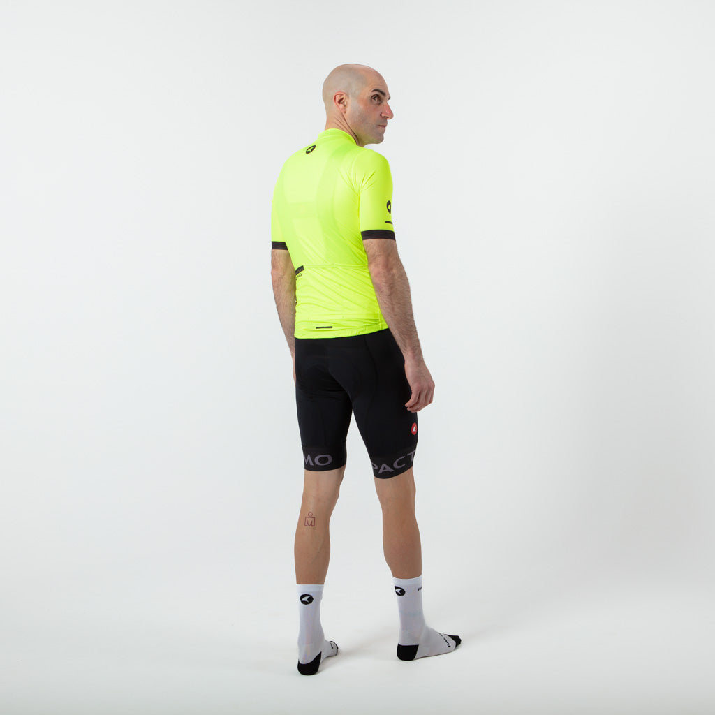 Summer Cycling Jersey For Men On Body Back View #color_manic-yellow