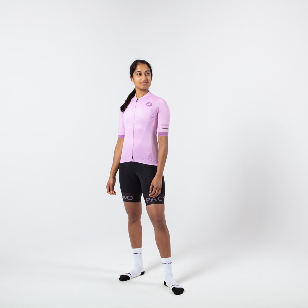 Summer Cycling Jersey For Women On Body Front #color_lilac