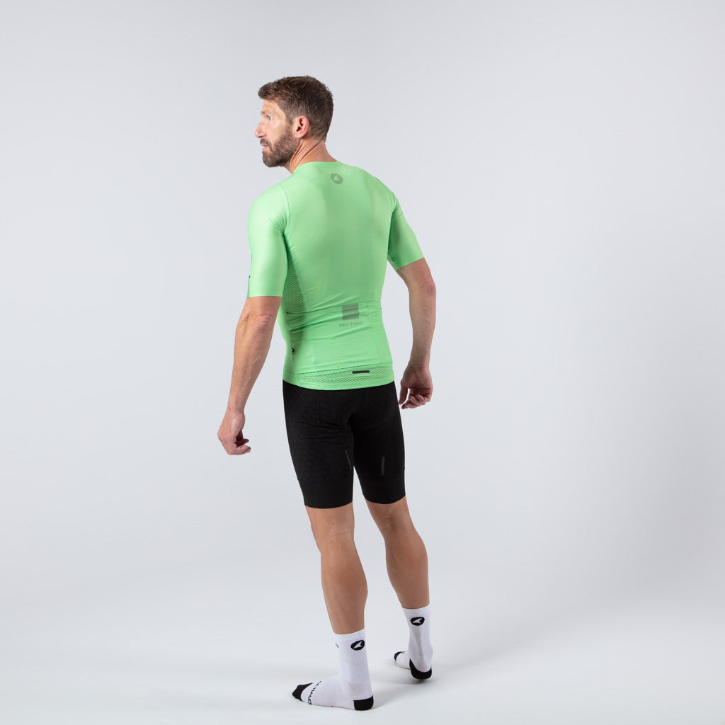 Lightweight Mesh Cycling Jersey for Men On Body Back View #color_washed-lime