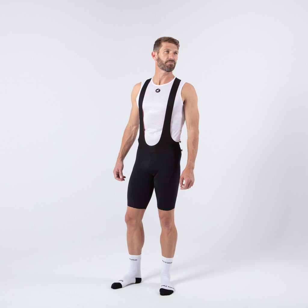 Men's Raw Edge Cut Cycling Bib Shorts - On Body Front View