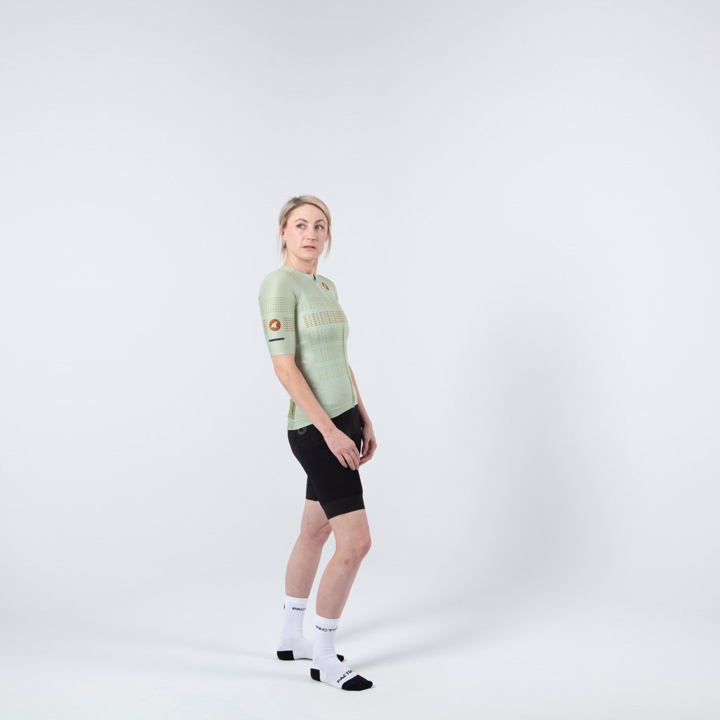 Five Pocket Cycling Jersey for Women On Body Right Side #color_sage