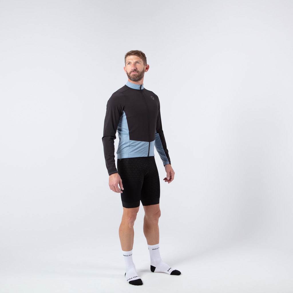 Men's Wind Resistant Long Sleeve Cycling Jersey on body Right View