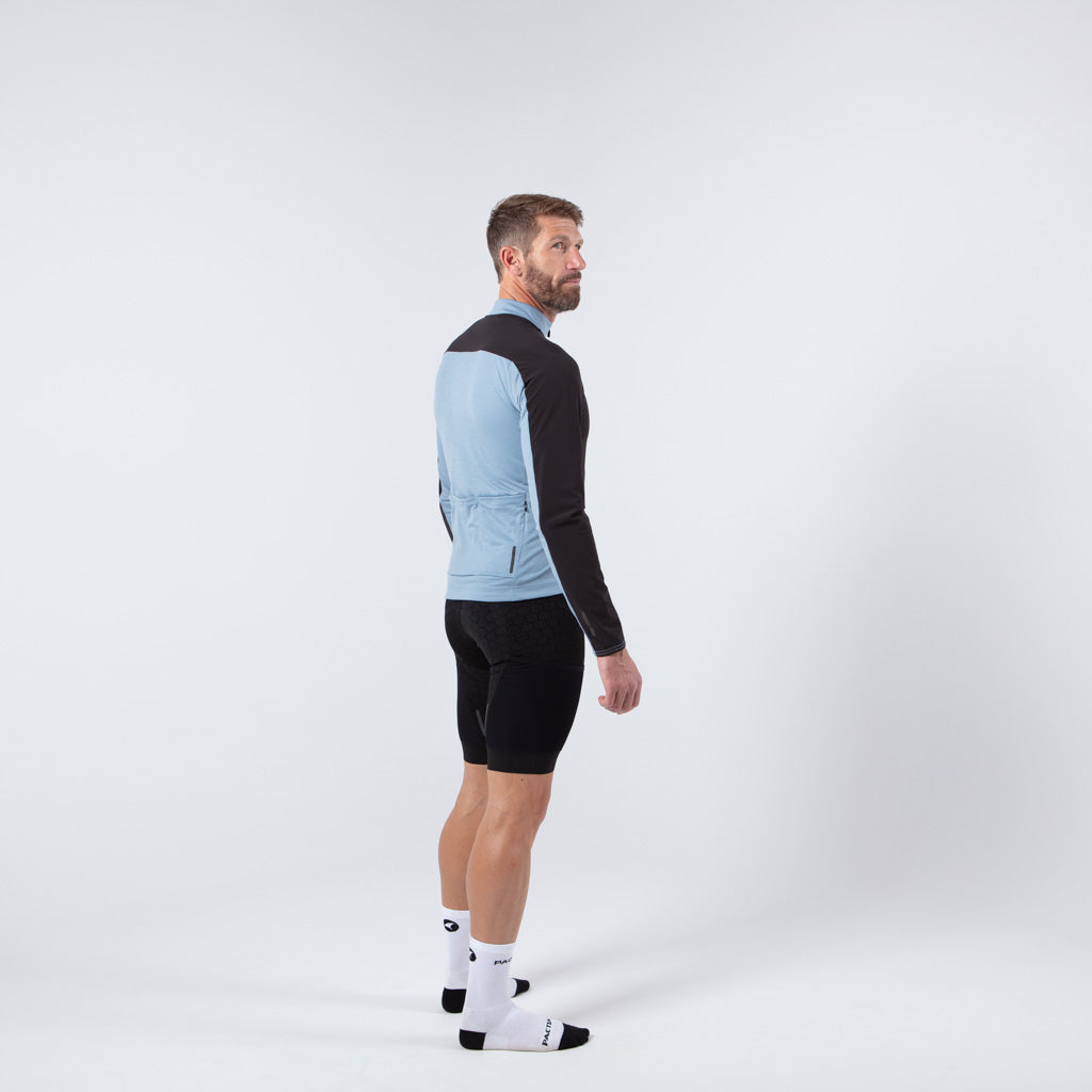 Men's Wind Resistant Long Sleeve Cycling Jersey on body Back View