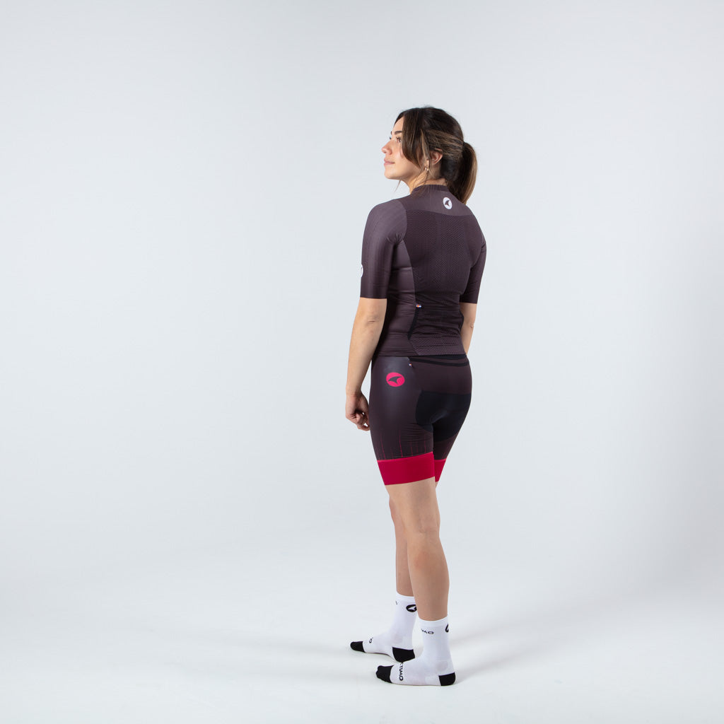 Womens Triathlon Shorts - Back Left View #color_orchid