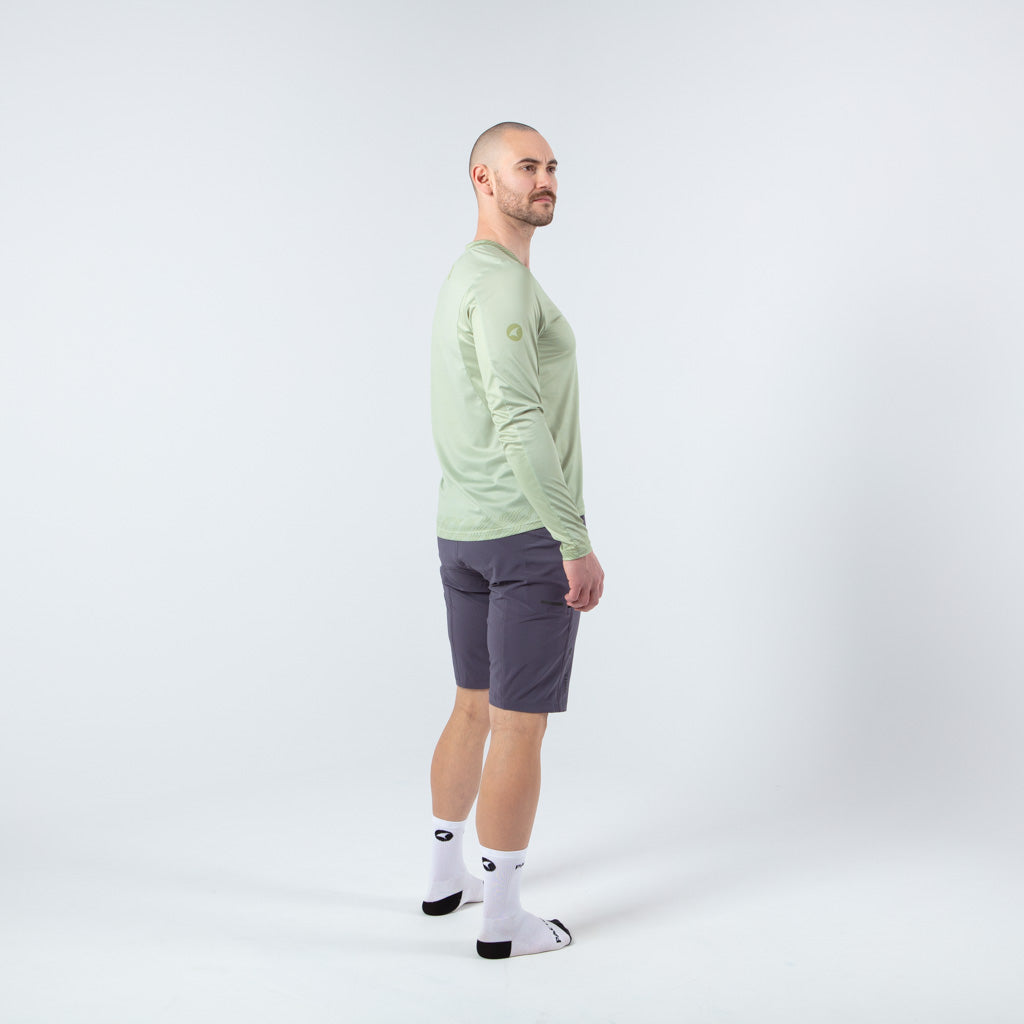 Men's Long Sleeve Mountain Bike Jerseys - on body Right View #color_sage
