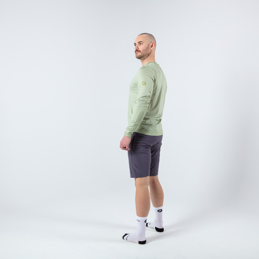 Men's Long Sleeve Mountain Bike Jerseys - on body Left View #color_sage