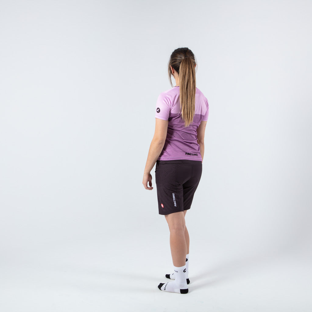 Women's MTB Jersey Apex Short Sleeve - on body Back Left View 