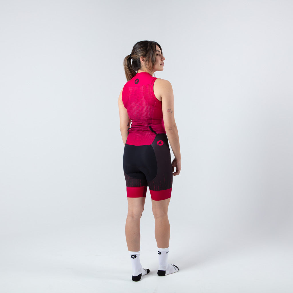 Sleeveless Triathlon Suit Womens - on body Back View #color_orchid