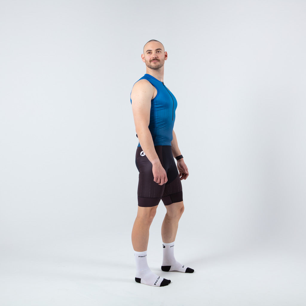 Sleeveless Triathlon Tops for Men - on body Right View #color_blue