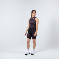 Sleeveless Triathlon Tops for Women - on body Front View #color_charcoal