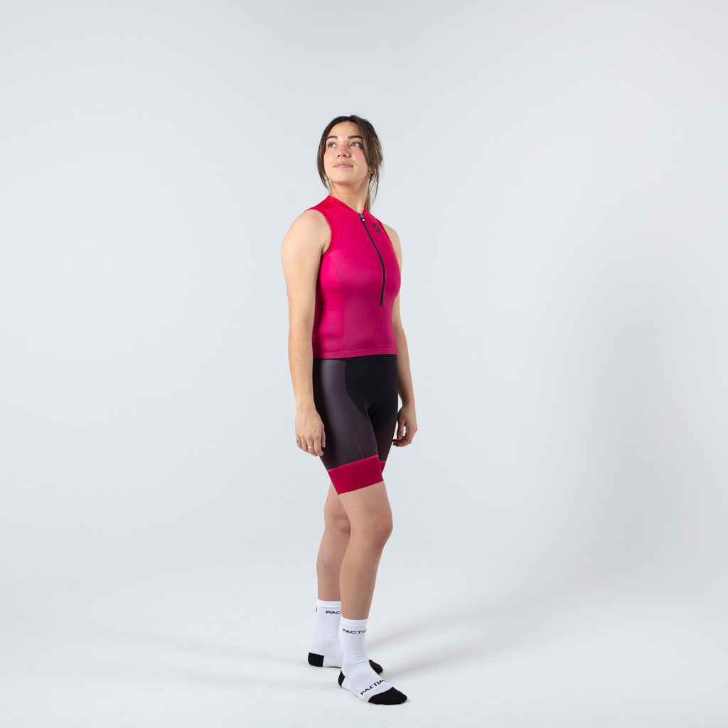 Sleeveless Triathlon Tops for Women - on body Right View #color_orchid