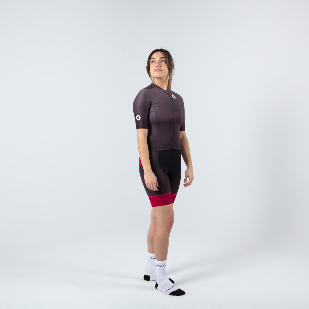Womens Triathlon Shorts - on body Left View #color_orchid