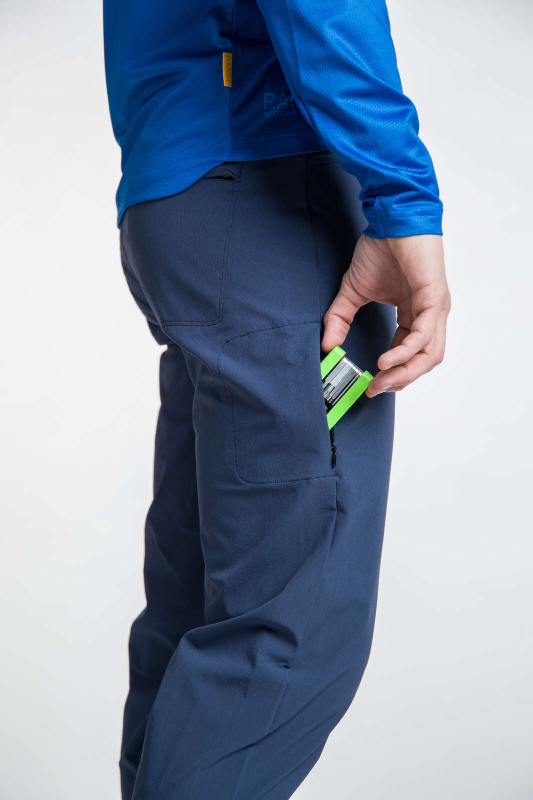 Men's Navy Blue Mountain Bike Pants - Side Pocket