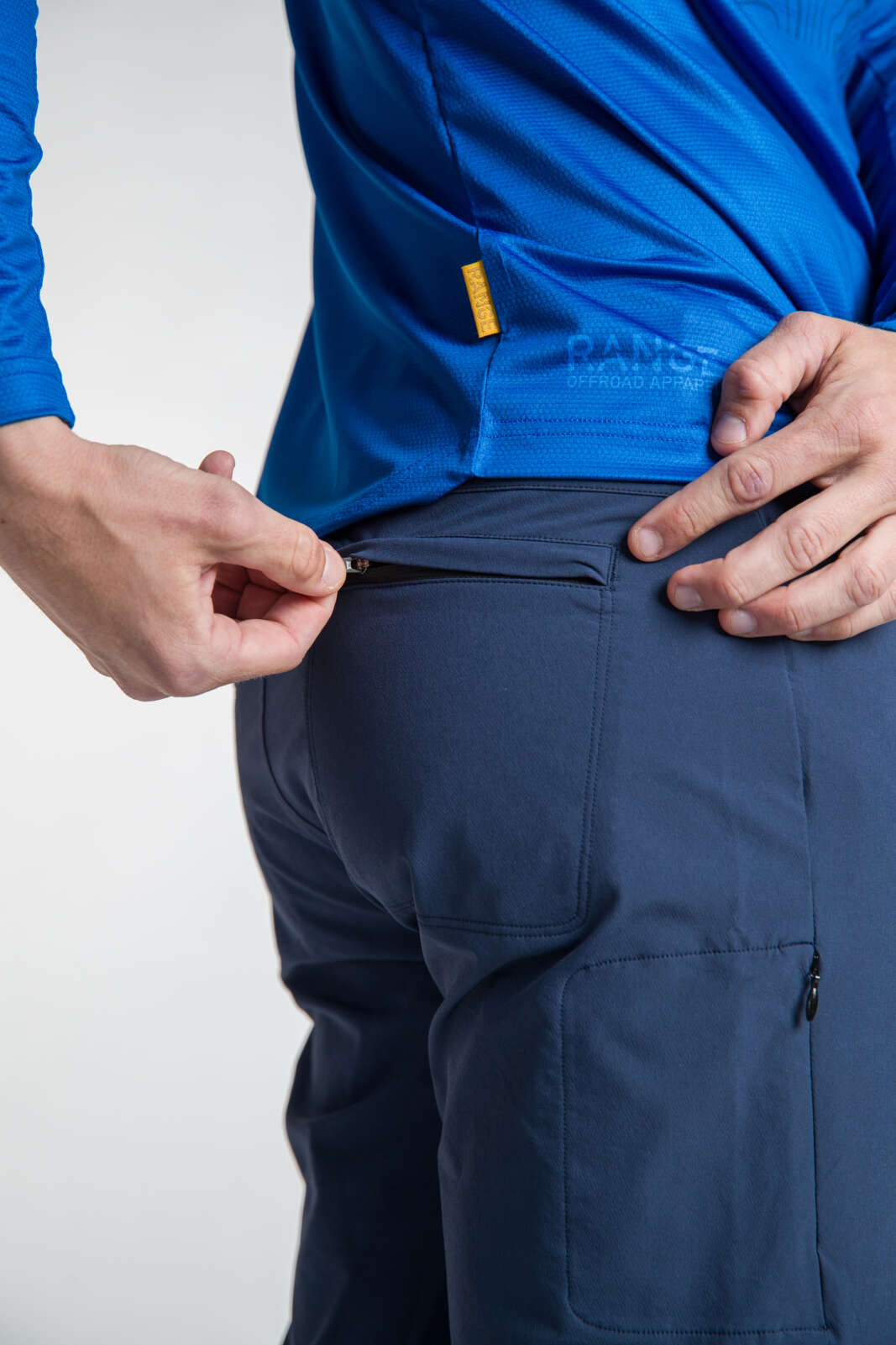 Men's Navy Blue Mountain Bike Pants - Back Pocket Zipper