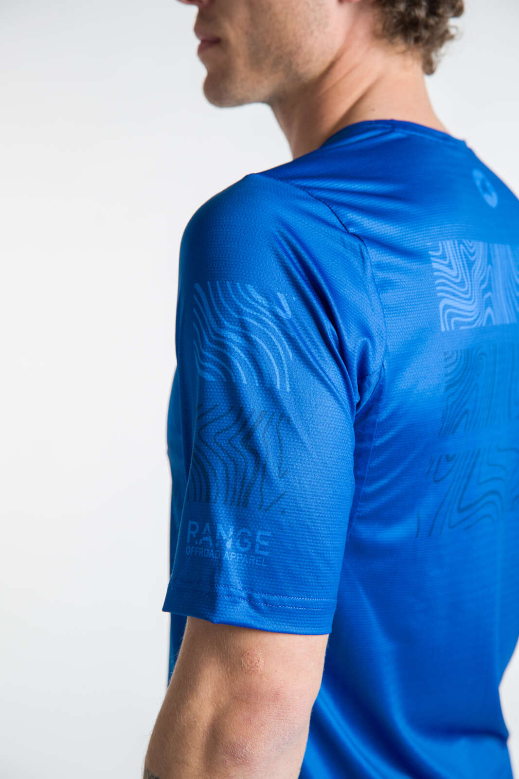 Men's Blue MTB Jersey - Range Trail Sleeve Detail