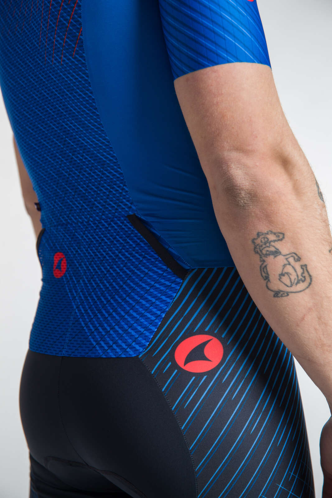 Men's Triathlon Suit - Blue Short Sleeve Back Pockets