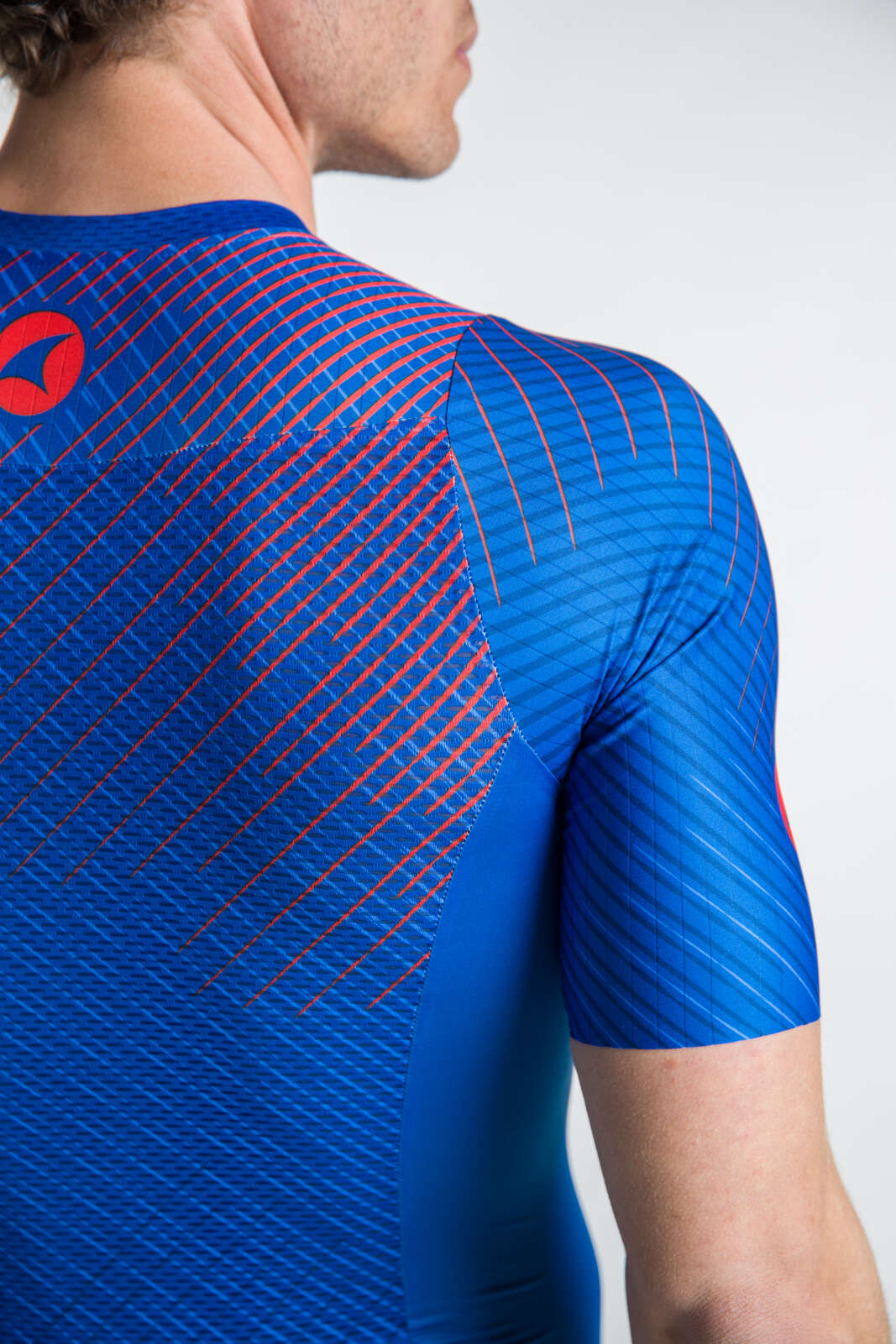 Men's Triathlon Suit - Blue Short Sleeve Detail