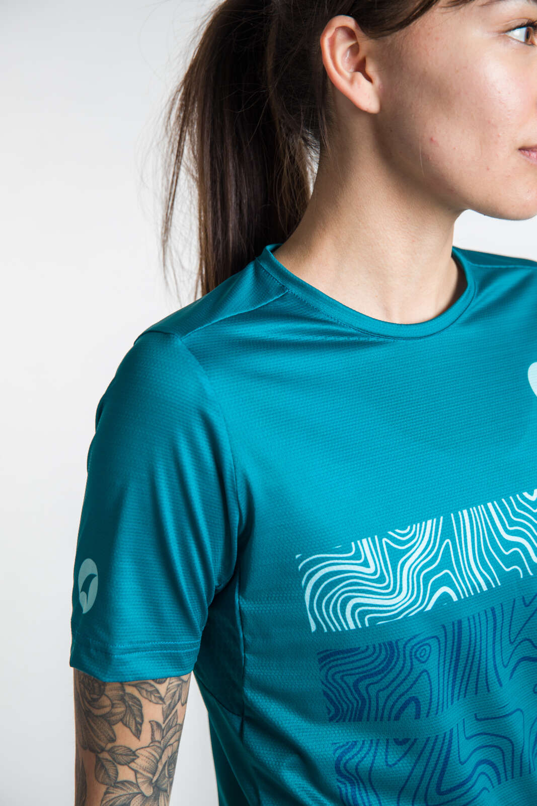 Women's Teal Mountain Bike Jerseys - Collar