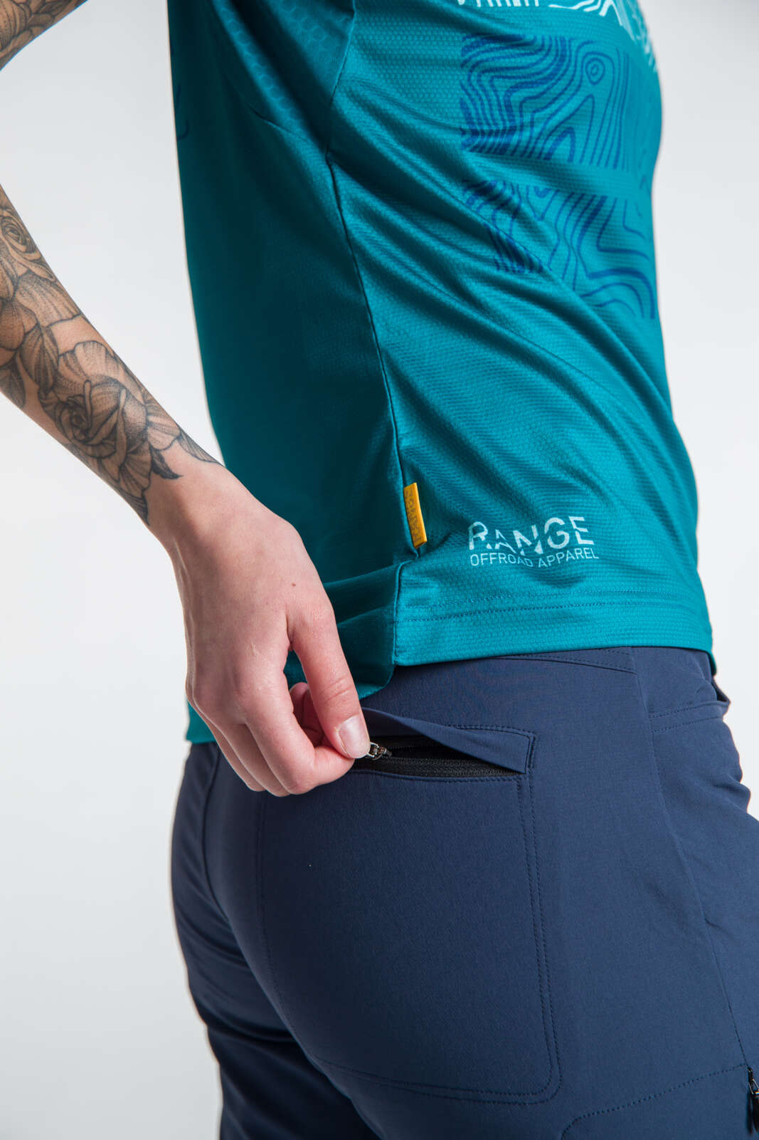 Women's Navy Blue Mountain Bike Shorts - Range Trail Zippered Back Pocket