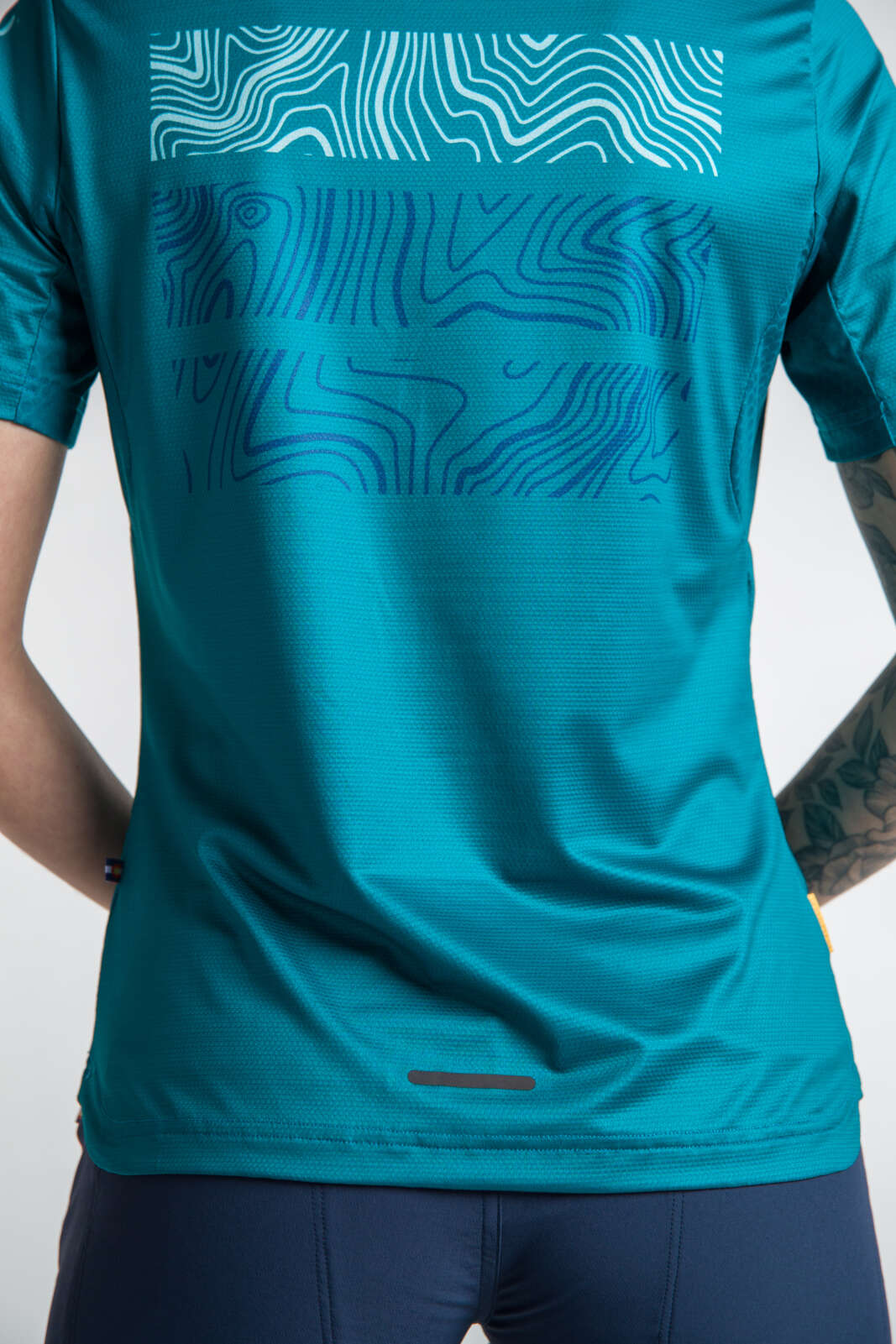 Women's Teal Mountain Bike Jerseys - Back Close-Up