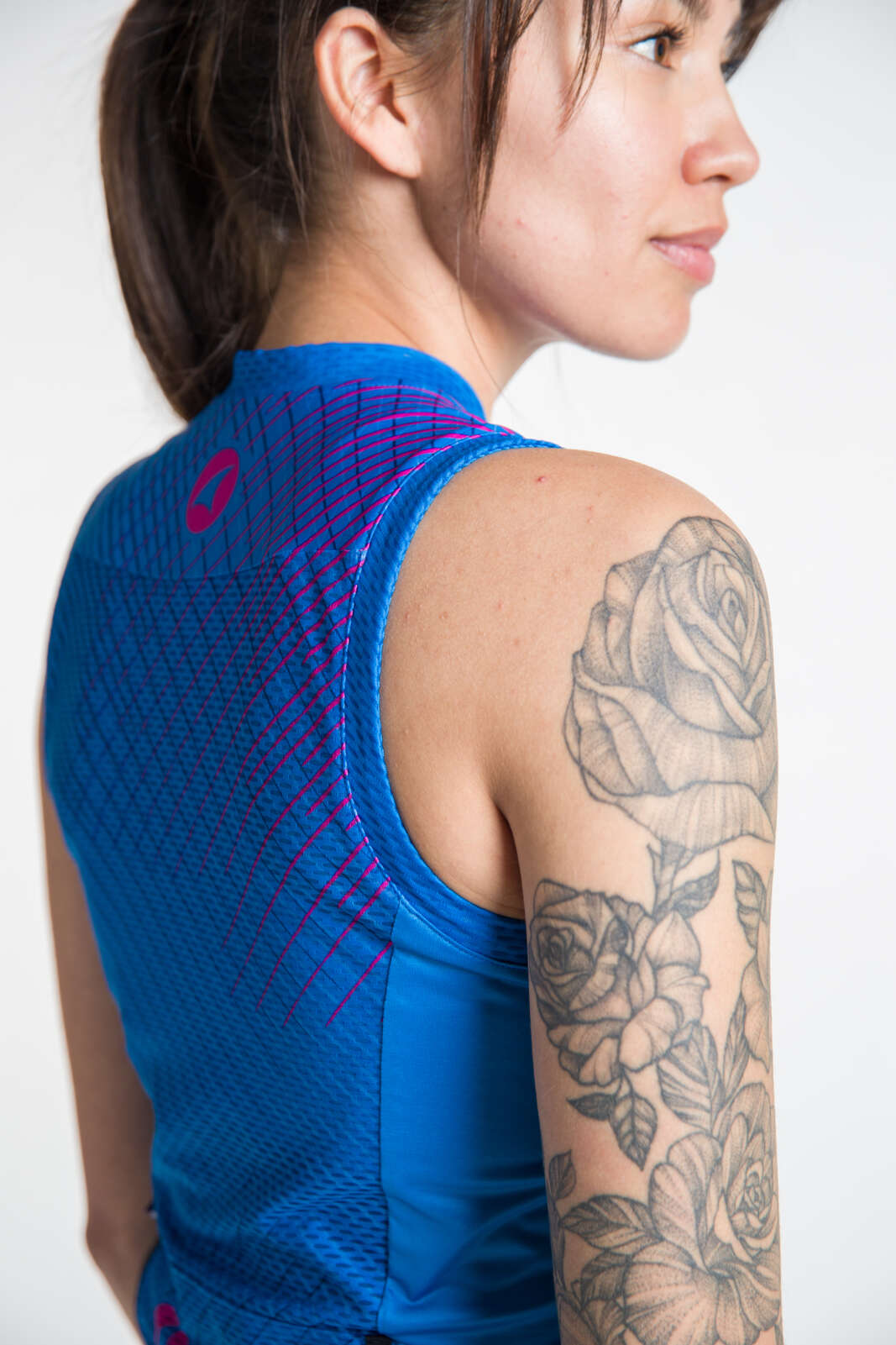 Women's Sleeveless Triathlon Suit - Blue Arm Opening